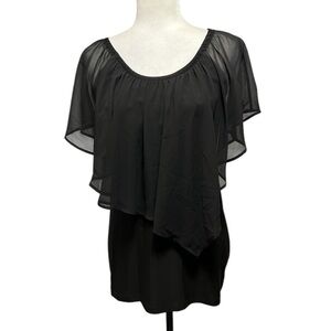 🇨🇦 COMPLI K Chiffon Overlay Sleevless Blouse